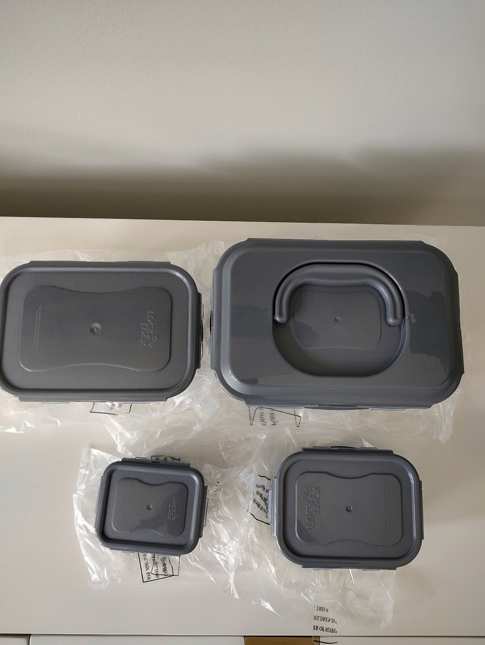 LocknLock Food Storage Nesting Set Gray Four Pieces Rectangular NEW - Picture 5 of 9